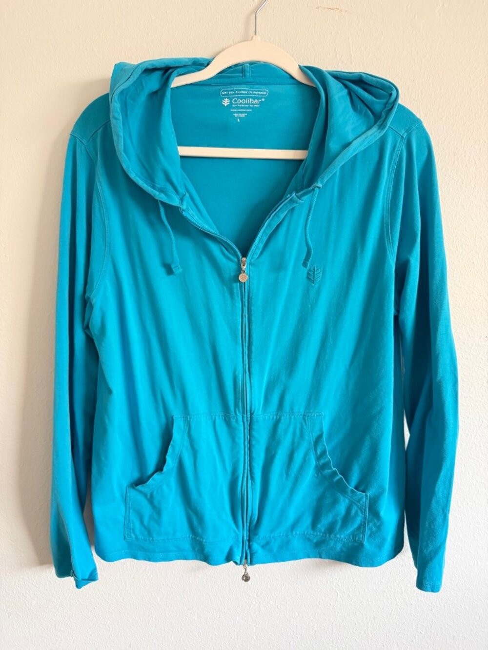 Coolibar Lumaleo UPF 50+ Zip-Up Hoodie Teal Size L